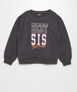 Sweat en molleton avec imprimé peluche - Noir