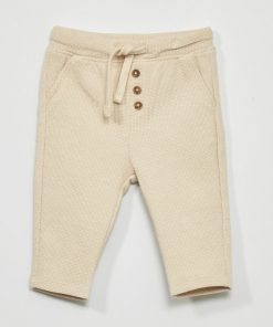 Pantalon de jogging en maille gaufrée - Beige