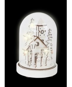 Cloche lumineuse Village enneigé - Beige clair