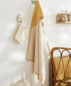 Cape de bain + gant de toilette - jaune