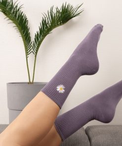 Chaussettes En Coton Fleurs Marguerite- Sockup- 35-43 - Violet