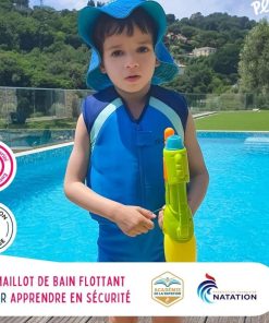 Maillot de Bain Florent Enfant avec Flotteurs - Accessoire de Natation Garçon - Bleu