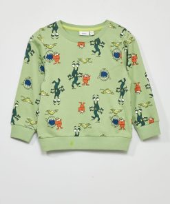 Sweat avec imprimé fantaisie - Vert