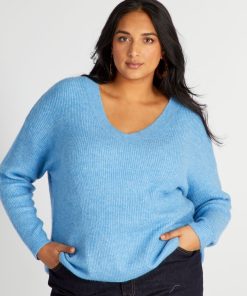 Pull en maille encolure V - Bleu