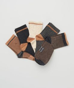 Lot de 5 paires de chaussettes côtelées et chinées - beige/gris/marron