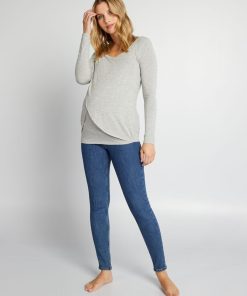 Tee-shirt d'allaitement croisé devant - Gris