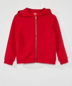 Sweat zippé à capuche - Rouge