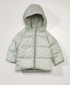 Doudoune à capuche avec imprimé - Vert