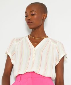Blouse fluide imprimée - Blanc