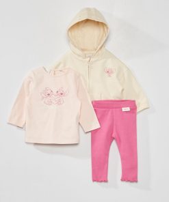 Ensemble t-shirt + veste à capuche + legging 'Stitch' - 3 pièces - Rose/blanc