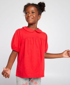 T-shirt avec col claudine - rouge vif