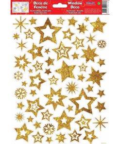 Décoration de fenêtre électrostatique Noël - Etoiles dorées - Doré/or