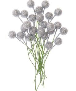 24 baies argentées à paillettes 8 cm - Argenté