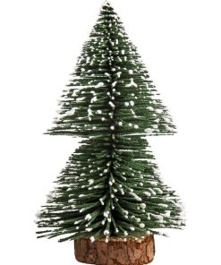 Sapin enneigé vert décoratif - Miniature 15 cm - Vert