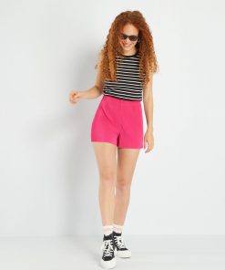 Short plissé taille haute - Rose pourpre