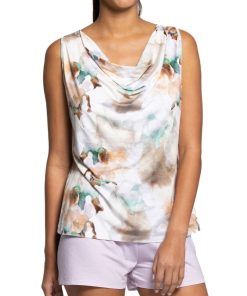 Ensemble pyjama short en lyocell et coton imprimé aquarelle Valeria - Rose