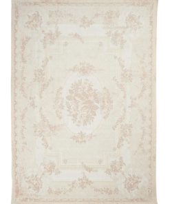 Tapis kilim 200x280 Savonnerie Ecru fait main en coton idéal pour Salon - Ecru