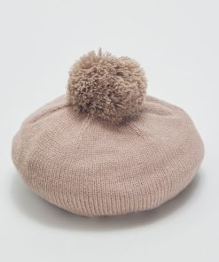 Bonnet en maille avec ponpom - Marron