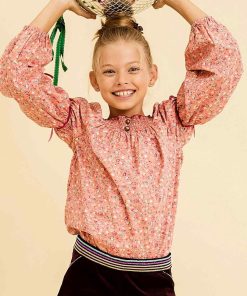 Blouse intersaison col smocks  liberty  CHIMENE - 'LA FAUTE A VOLTAIRE' - Abricot