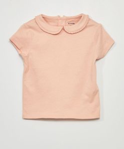 T-shirt avec col claudine - Rose
