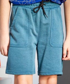 Bermuda en molleton avec grandes poches - bleu sombre