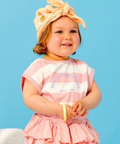 Tee-shirt à rayures avec message fantaisie - rayé rose