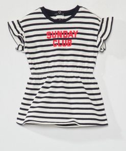 Robe en jersey à rayures - Bleu/blanc