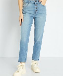 Jean mom à taille très haute - L28 - Triple stone