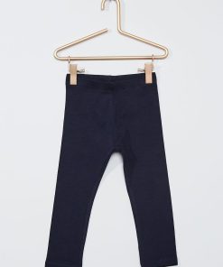 Legging long uni en maille jersey - bleu marine