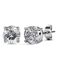 Boucles d'oreilles Mary - Argenté et Cristal - Argent