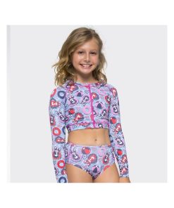 Maillot de bain deux pièces fille Hot Pant Frenchie I20 Inf Estampa ANTI UV - UV Line - Violet