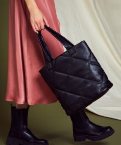 Grand sac en simili matelassé - Noir