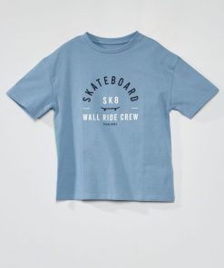 T-shirt en jersey avec imprimé - Bleu 'skate'