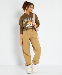 Pantalon parachute en nylon - Camel foncé