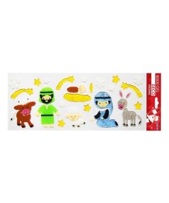Stickers gel Noël pour fenêtres - Crèche de Noël - Multicolore