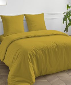 Future Home - Housse de couette en coton 57 fils unie - Moutarde