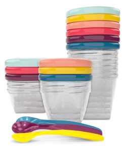 Babybols Kit XXL MultiSet 12 pots de conservation + 3 cuillères souples Babymoov - Multicolore