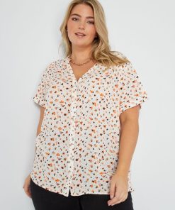 Chemisier col V à motifs - Rose à motifs