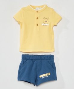 Ensemble tee-shirt + short 'Winnie' - Jaune/bleu marine