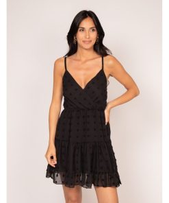 Robe courte plumetis IPEKA - Noir