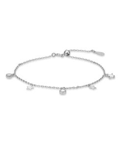 Bracelet étoile en argent 925 et zircon brillant rhodié - Argent