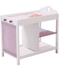 ROBA Table à langer de Poupée en Bois "Fienchen" + Équipement Textile - Blanc - N/A