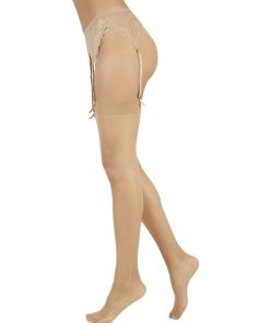Bas en lycra pour porte-jarretelles Cristal 20 deniers - Beige