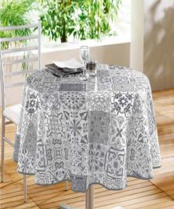 Nappe ronde PVC Persane gris - Gris