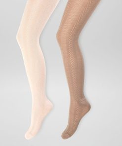 Lot de 2 paires de collants en maille fantaisie - Rose