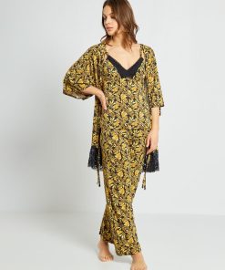 Kimono avec dentelle - Beige