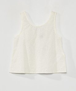 Top en broderie anglaise - blanc