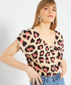 Blouse imprimé bandana 'Jacqueline de Yong' - Beige/rose