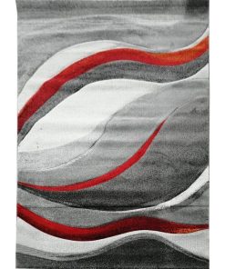 Tapis salon 200x290 VADALA Rouge OEKO TEX idéal pour Salle à manger - Rouge
