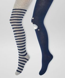 Lot de 2 collants en maille fantaisie - Bleu